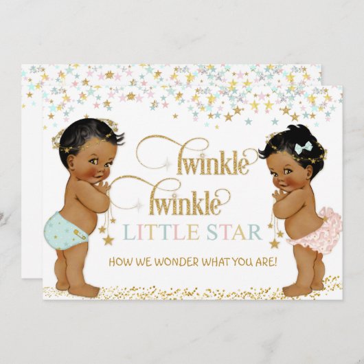 Twinkle Little Star Ethnic Baby Gender Neutral Einladung (Vorne/Hinten)