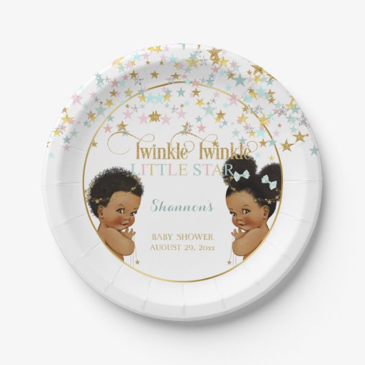 Twinkle Little Star Ethnic Baby Gender Neutral Pappteller (Vorderseite)