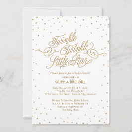 Twinkle Little Star Extravagant Gold & White Baby  Einladung