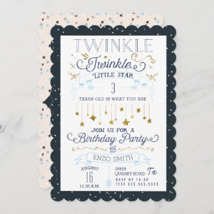 Twinkle Little Star Geburtstagsparty Einladungen