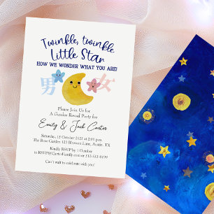 Twinkle Little Star Gender Reveal Adorable Moon Einladung