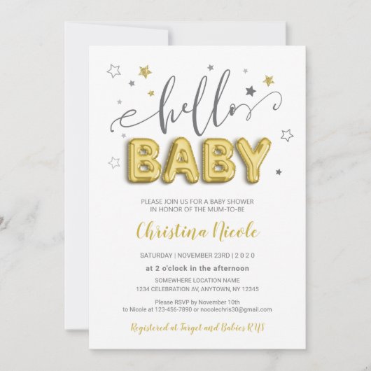 Twinkle Little Star Gender Reveal Baby Shower Einladung (Vorderseite)