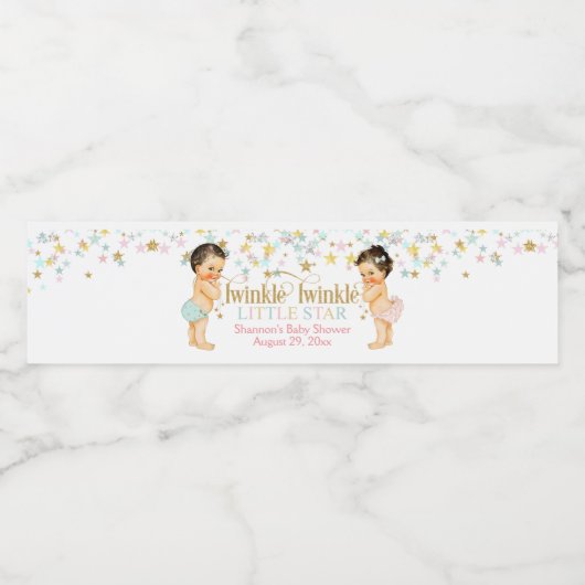 Twinkle Little Star Gender Reveal Baby Wasserflaschenetikett (Einzelnes Label)