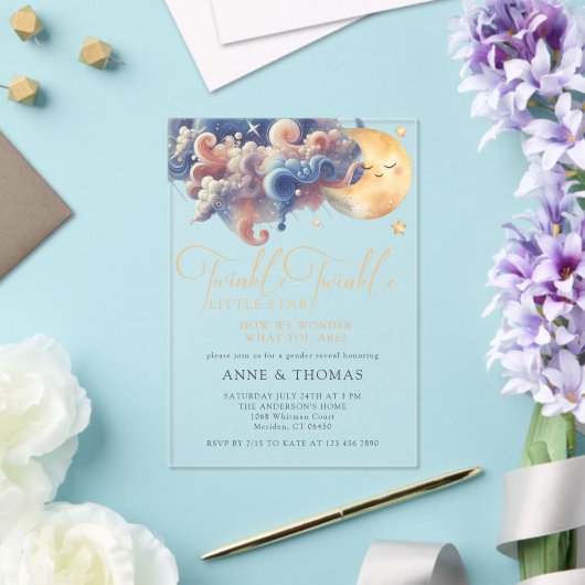 Twinkle Little Star Gender Reveal Custom Party Acryleinladungen (In Situ (Hochzeit))