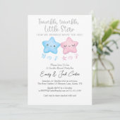Twinkle Little Star Gender Reveal Kawaii Pink Blue Einladung (Stehend Vorderseite)