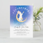 Twinkle Little Star Gender Reveal Niedlichen Bunny Einladung (Stehend Vorderseite)