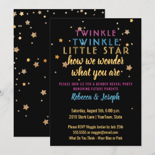 Twinkle Little Star Gender Reveal Party Einladung