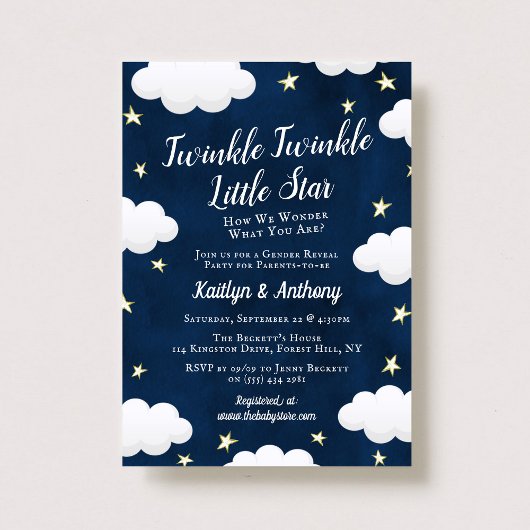 Twinkle Little Star Gender Reveal Party Einladung