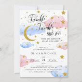Twinkle Little Star Gender Reveal Party QR Code Einladung (Vorderseite)