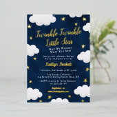 Twinkle Little Star Gender Reveal Party Real Folieneinladung (Stehend vorne)