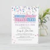 Twinkle Little Star Gender Reveal Retro Glitzer Einladung (Stehend Vorderseite)