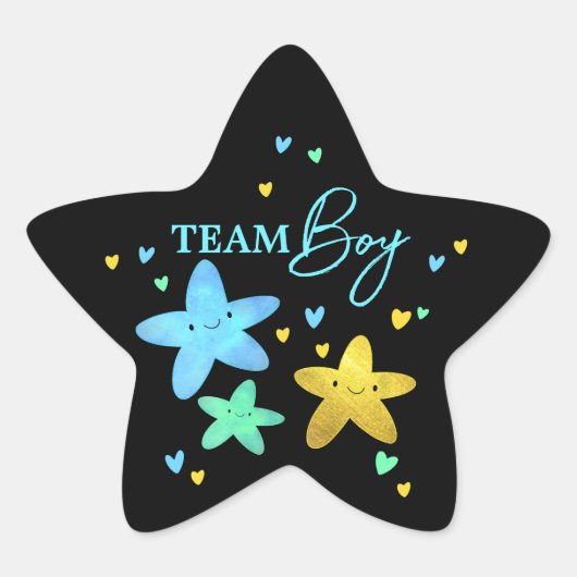 Twinkle Little Star Gender Reveal Team Boy Star Stern-Aufkleber (Vorderseite)