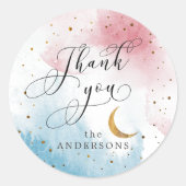 Twinkle Little Star Gender Reveve Gunst Runder Aufkleber (Vorderseite)