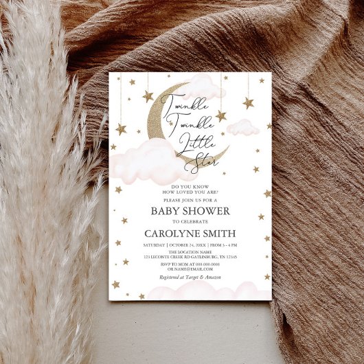 Twinkle Little Star Girl Babydusche Einladung