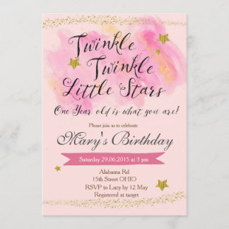 Twinkle Little Star Girl Einladung zum Geburtstag