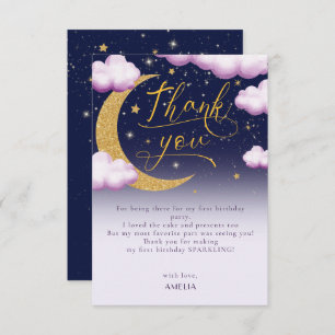 Twinkle Little Star Girl Erster Geburtstag Vielen  Dankeskarte