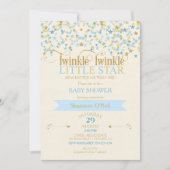 Twinkle Little Star Gold & Baby Blue Gold Einladung (Vorderseite)