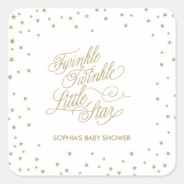 Twinkle Little Star Gold Baby Dusche Quadratischer Aufkleber