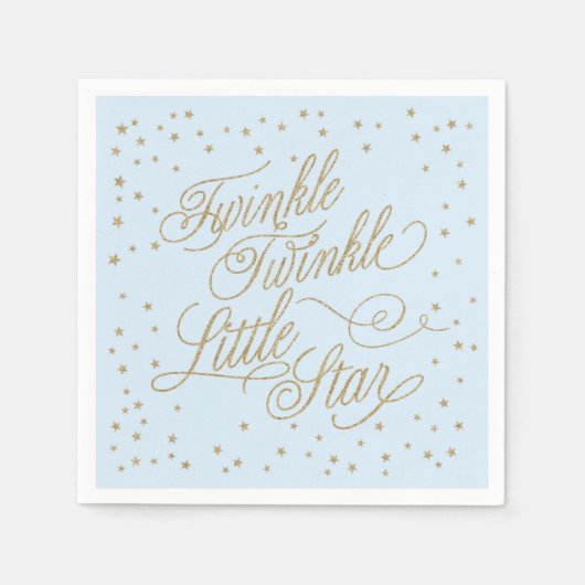 Twinkle Little Star Gold & Blue Baby Dusche Serviette (Vorderseite)