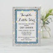 Twinkle Little Star Gold Glitzer Baby Dusche Einladung (Stehend Vorderseite)