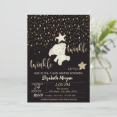 Twinkle Little Star Gold Glitzer, Bear Baby Dusche Einladung (Stehend Vorderseite)