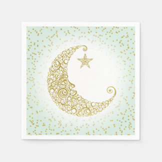 Twinkle Little Star Gold Moon Mint Napkin Serviette