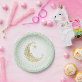 Twinkle Little Star Gold Moon Mint Pappteller (Party)