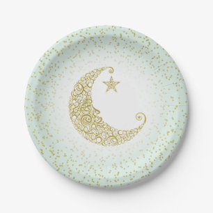Twinkle Little Star Gold Moon Mint Pappteller