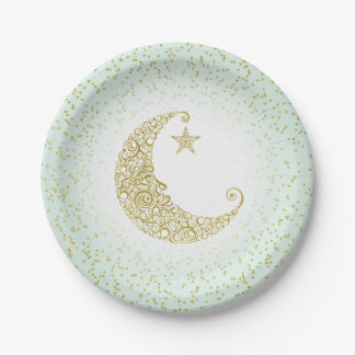 Twinkle Little Star Gold Moon Mint Pappteller