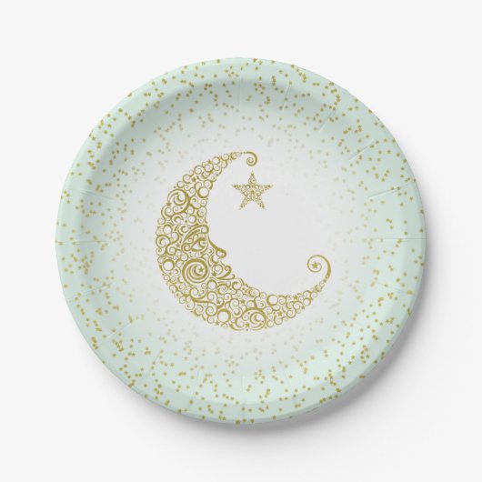 Twinkle Little Star Gold Moon Mint Pappteller (Vorderseite)