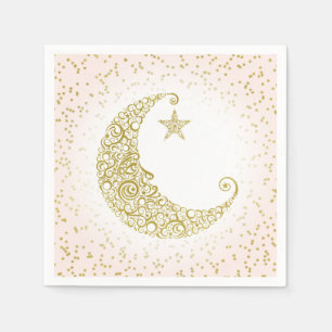 Twinkle Little Star Gold Moon Pink Napkin Serviette