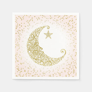 Twinkle Little Star Gold Moon Pink Napkin Serviette