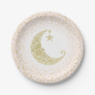 Twinkle Little Star Gold Moon Pink Pappteller