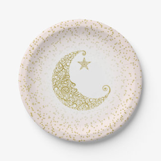 Twinkle Little Star Gold Moon Pink Pappteller