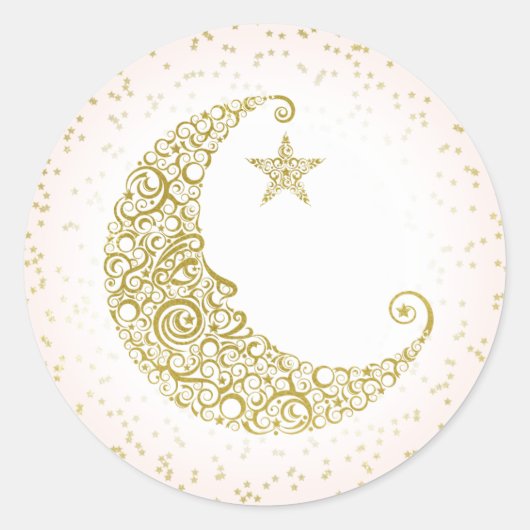 Twinkle Little Star Gold Moon Sticker Pink (Vorderseite)