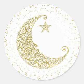 Twinkle Little Star Gold Moon Sticker Weiß