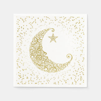 Twinkle Little Star Gold Moon White Napkin Serviette