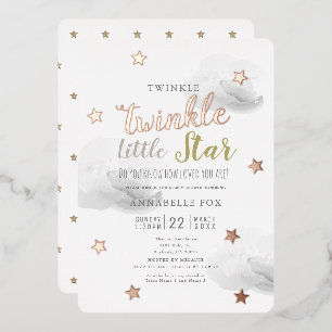 Twinkle Little Star Graue Wolken Baby Shower Folieneinladung
