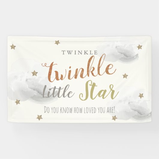 Twinkle Little Star Gray Baby Duschbanner Banner (Horizontal)