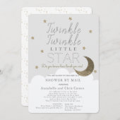 Twinkle Little Star Gray Baby Dusche von Mail Einladung (Vorne/Hinten)
