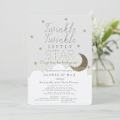 Twinkle Little Star Gray Baby Dusche von Mail Einladung (Stehend Vorderseite)
