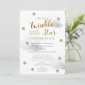 Twinkle Little Star Gray Cloud Baby Dusche per Mai Einladung (Stehend Vorderseite)