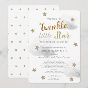 Twinkle Little Star Gray Cloud Baby Dusche per Mai Einladung