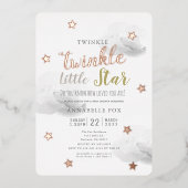 Twinkle Little Star Gray Clouds Kinderdusche Folieneinladung (Vorderseite)
