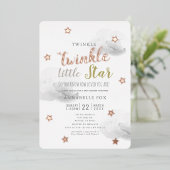 Twinkle Little Star Gray Clouds Kinderdusche Folieneinladung (Stehend vorne)