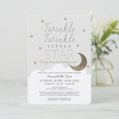 Twinkle Little Star Gray Drive-by Baby Shower Einladung (Stehend Vorderseite)