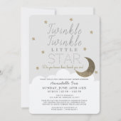 Twinkle Little Star Gray Drive-by Baby Shower Einladung (Vorderseite)