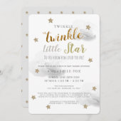 Twinkle Little Star Gray Drive-by Baby Shower Einladung (Vorne/Hinten)