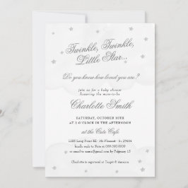 Twinkle Little Star Gray Elegant Baby Shower Einladung