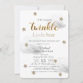 Twinkle Little Star Gray Virtual Baby Dusche Einladung (Vorderseite)